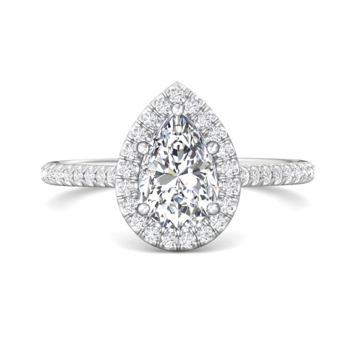 FlyerFit&reg; 14K White Gold Micropave Halo Engagement Ring