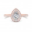 FlyerFit® 18K Pink Gold Micropave Halo Engagement Ring