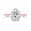 FlyerFit® 14K Pink Gold Shank And White Gold Top Micropave Halo Engagement Ring