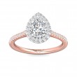 FlyerFit® 14K Pink Gold Shank And White Gold Top Micropave Halo Engagement Ring