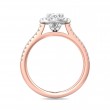 FlyerFit® 14K Pink Gold Shank And White Gold Top Micropave Halo Engagement Ring