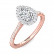 FlyerFit® 14K Pink Gold Shank And White Gold Top Micropave Halo Engagement Ring