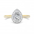 FlyerFit® 18K Yellow Gold Shank And White Gold Top Micropave Halo Engagement Ring