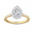 FlyerFit® 18K Yellow Gold Shank And White Gold Top Micropave Halo Engagement Ring