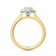 FlyerFit® 18K Yellow Gold Shank And White Gold Top Micropave Halo Engagement Ring