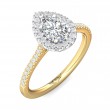 FlyerFit® 18K Yellow Gold Shank And White Gold Top Micropave Halo Engagement Ring