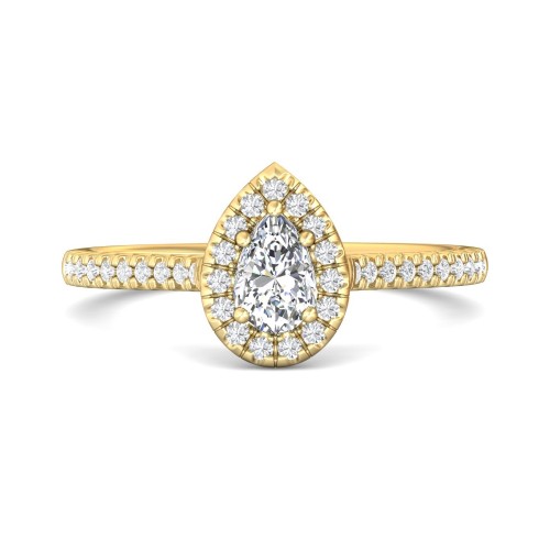 FlyerFit&reg; 18K Yellow Gold Micropave Halo Engagement Ring