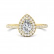 FlyerFit® 18K Yellow Gold Micropave Halo Engagement Ring