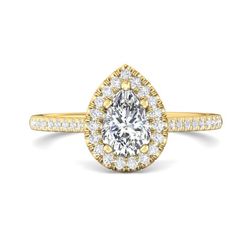 FlyerFit&reg; 18K Yellow Gold Micropave Halo Engagement Ring