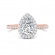 FlyerFit® 14K Pink Gold Shank And White Gold Top Micropave Halo Engagement Ring