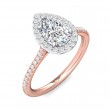 FlyerFit® 14K Pink Gold Shank And White Gold Top Micropave Halo Engagement Ring