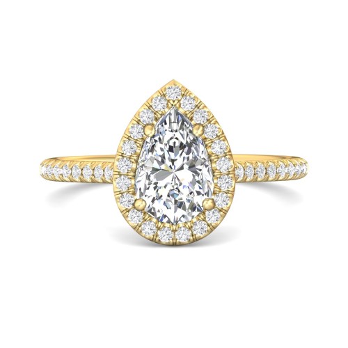 FlyerFit&reg; 14K Yellow Gold Micropave Halo Engagement Ring