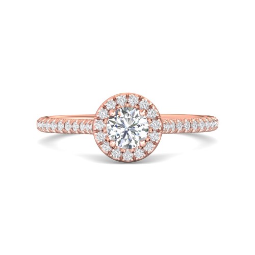 FlyerFit&reg; 14K Pink Gold Micropave Halo Engagement Ring