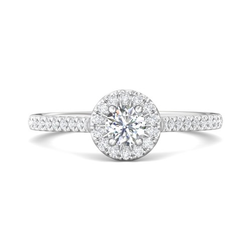 FlyerFit&reg; 18K White Gold Micropave Halo Engagement Ring