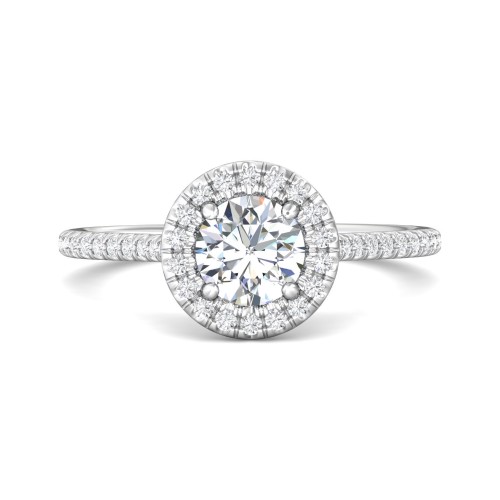 FlyerFit&reg; 14K White Gold Micropave Halo Engagement Ring