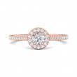 FlyerFit® 18K Pink Gold Micropave Halo Engagement Ring