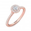 FlyerFit® 18K Pink Gold Micropave Halo Engagement Ring