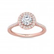 FlyerFit® 18K Pink Gold Micropave Halo Engagement Ring