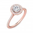 FlyerFit® 18K Pink Gold Micropave Halo Engagement Ring