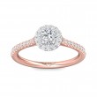 FlyerFit® 14K Pink Gold Shank And White Gold Top Micropave Halo Engagement Ring