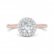 FlyerFit® 18K Pink Gold Shank And White Gold Top Micropave Halo Engagement Ring