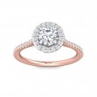 FlyerFit® 18K Pink Gold Shank And White Gold Top Micropave Halo Engagement Ring