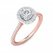 FlyerFit® 18K Pink Gold Shank And White Gold Top Micropave Halo Engagement Ring