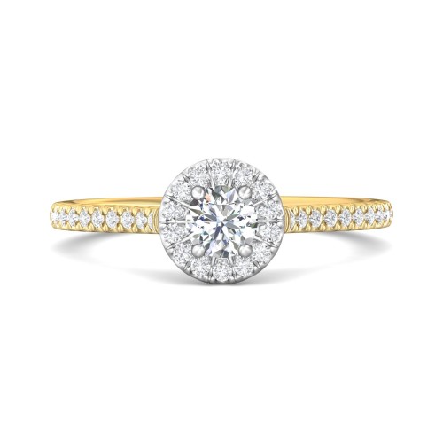 FlyerFit&reg; 14K Yellow and 14K White Gold Micropave Halo Engagement Ring