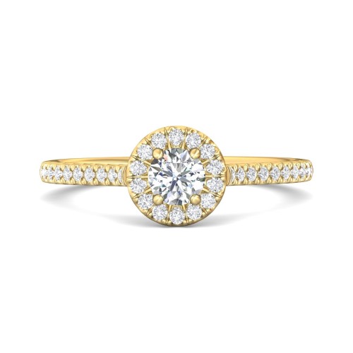 FlyerFit&reg; 14K Yellow Gold Micropave Halo Engagement Ring