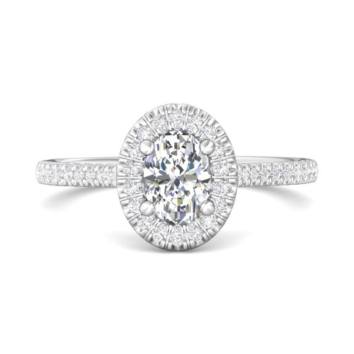 FlyerFit&reg; 14K White Gold Micropave Halo Engagement Ring