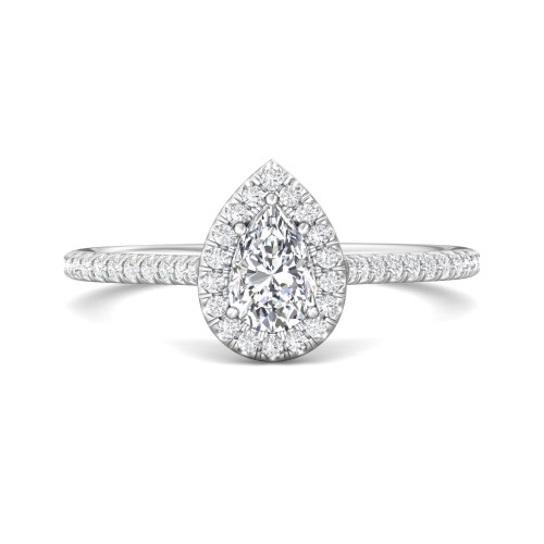 FlyerFit&reg; 14K White Gold Micropave Halo Engagement Ring