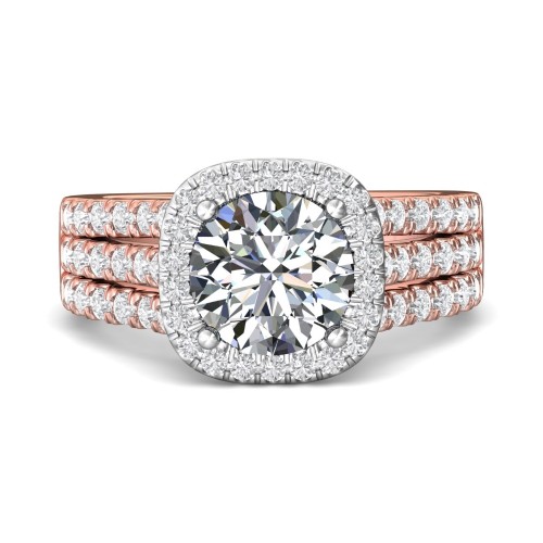 FlyerFit&reg; 14K Pink Gold Shank And White Gold Top Encore Engagement Ring