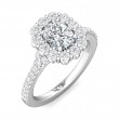 FlyerFit® 14K White Gold Shank And Platinum Top Micropave Halo Engagement Ring