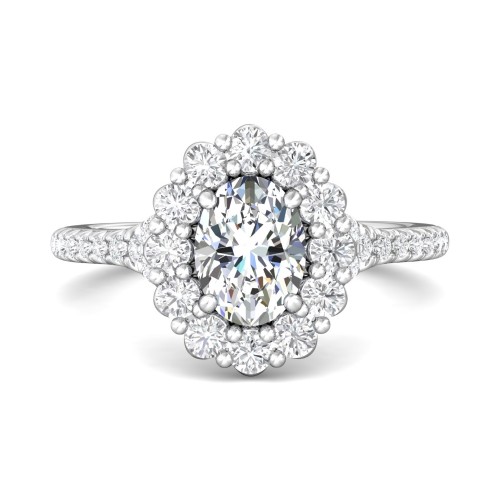 FlyerFit&reg; 14K White Gold Micropave Halo Engagement Ring