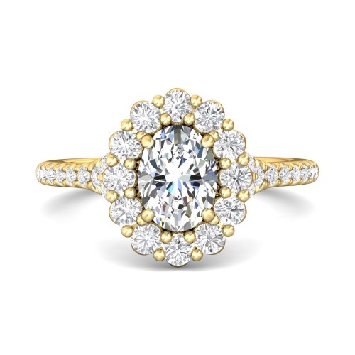 FlyerFit&reg; 14K Yellow Gold Micropave Halo Engagement Ring