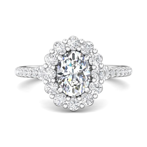 FlyerFit&reg; Platinum Micropave Halo Engagement Ring