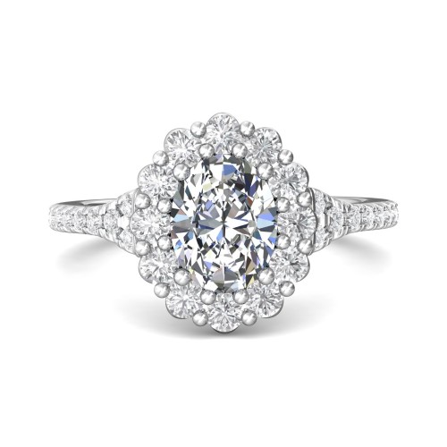 FlyerFit&reg; Platinum Micropave Halo Engagement Ring