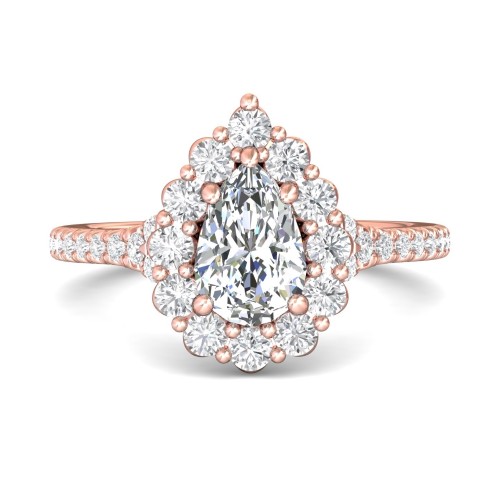 FlyerFit&reg; 18K Pink Gold Micropave Halo Engagement Ring