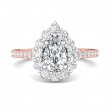 FlyerFit® 14K Pink Gold Shank And White Gold Top Micropave Halo Engagement Ring