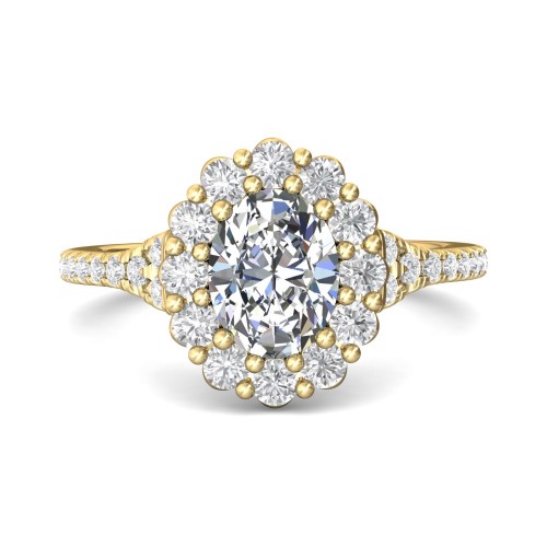 FlyerFit&reg; 14K Yellow Gold Micropave Halo Engagement Ring