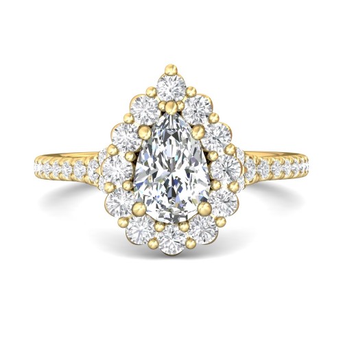 FlyerFit&reg; 18K Yellow Gold Micropave Halo Engagement Ring