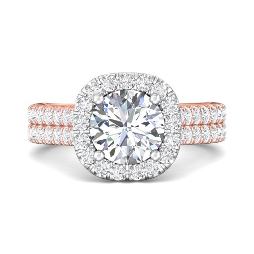 FlyerFit® 14K Pink Gold Shank And White Gold Top Encore Engagement Ring