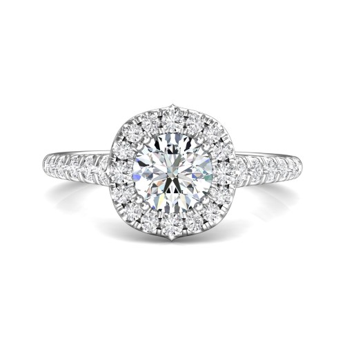 FlyerFit&reg; 14K White Gold Micropave Halo Engagement Ring
