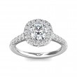 FlyerFit® 18K White Gold Micropave Halo Engagement Ring