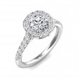 FlyerFit® 18K White Gold Micropave Halo Engagement Ring