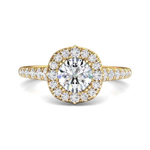 FlyerFit&reg; 18K Yellow Gold Micropave Halo Engagement Ring