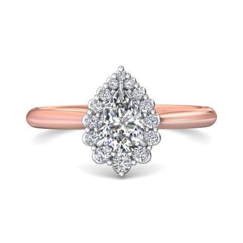 FlyerFit&reg; 14K Pink Gold Shank And White Gold Top Solitaire Engagement Ring