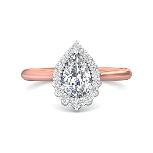 FlyerFit&reg; 18K Pink Gold Shank And White Gold Top Solitaire Engagement Ring