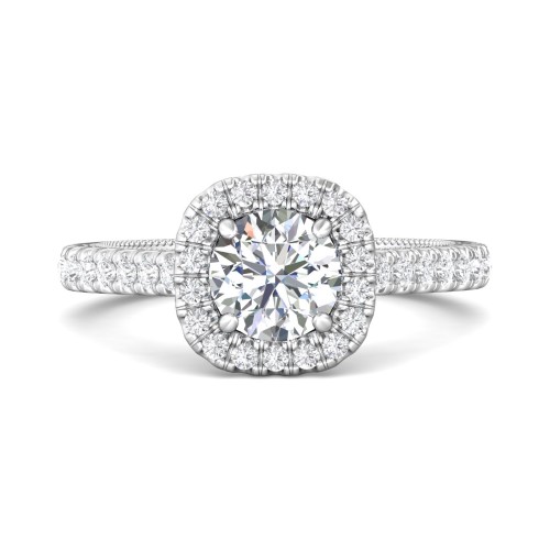 FlyerFit&reg; 14K White Gold Vintage Engagement Ring