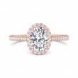 FlyerFit® 18K Pink Gold Micropave Halo Engagement Ring